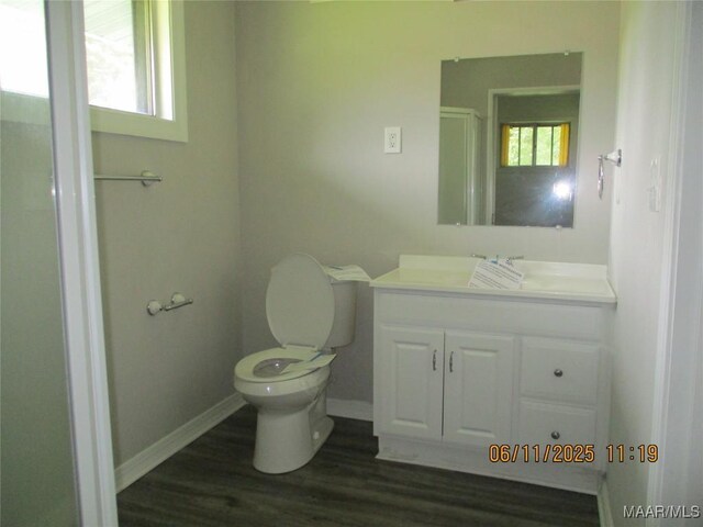 398 Birch Ave, Selma, AL 36701 - bathroom featuring vanity, wood finished floors, and a shower with shower door