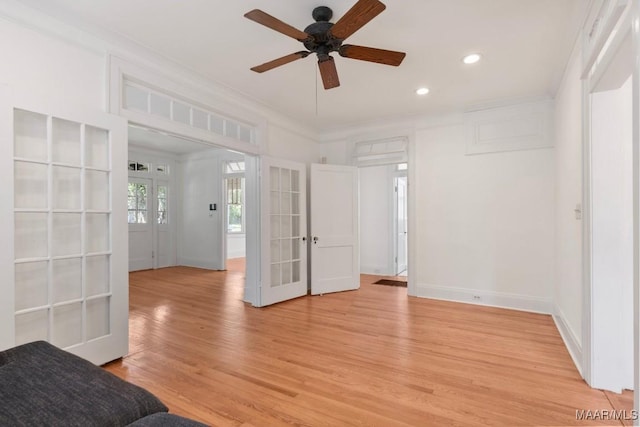 610 Ponce De Leon Ave, Montgomery, AL 36106 - unfurnished bedroom with light wood-type flooring, recessed lighting, french doors, and ornamental molding