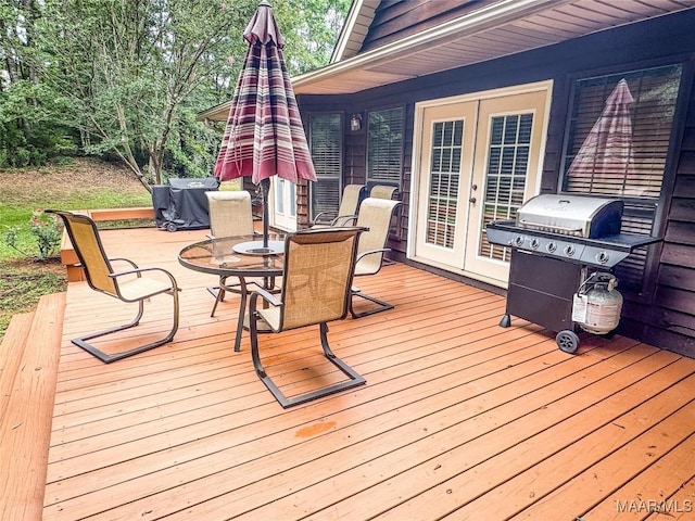 1267 County Road 85th Rd, Prattville, AL 36067 - deck featuring a grill, french doors, and outdoor dining space