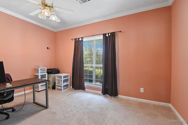 709 Liberty Rd, Tallassee, AL 36078 - carpeted office with crown molding and ceiling fan
