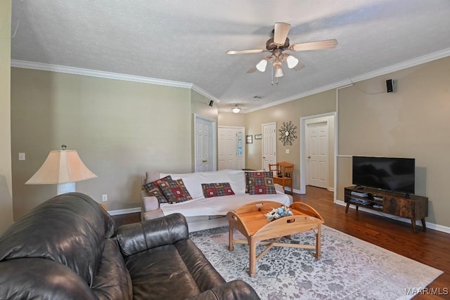 709 Liberty Rd, Tallassee, AL 36078 - living room with wood finished floors, a ceiling fan, and crown molding