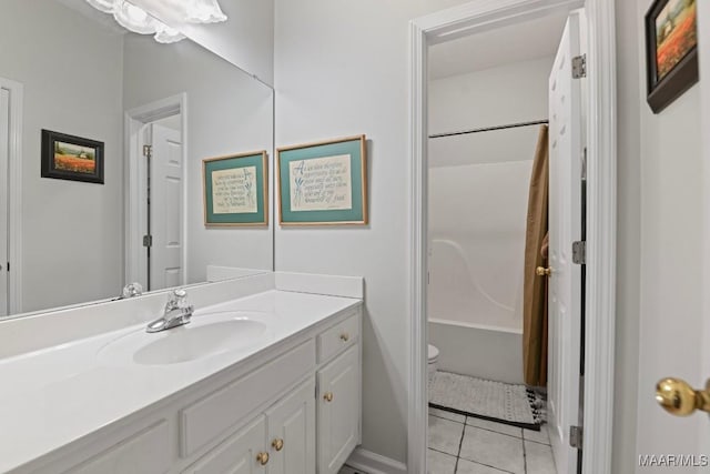 709 Liberty Rd, Tallassee, AL 36078 - full bath featuring vanity, tile patterned flooring, and shower / bathtub combination with curtain