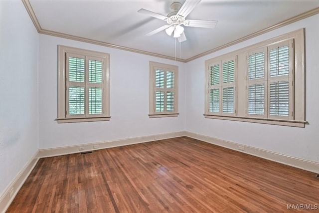 1327 Woodward Ave, Montgomery, AL 36106 - spare room featuring hardwood / wood-style floors, crown molding, and ceiling fan