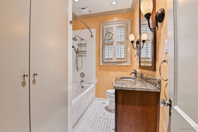 1327 Woodward Ave, Montgomery, AL 36106 - bathroom with vanity,  shower combination, crown molding, and tile patterned floors