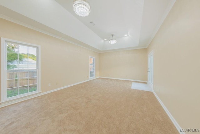 3505 Falcon Ridge Ct, Montgomery, AL 36111 - spare room with light carpet, crown molding, and a tray ceiling