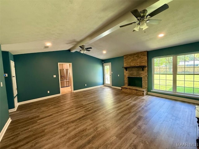 311 Old Marion Junction Rd, Selma, AL 36701 - unfurnished living room with ceiling fan, wood finished floors, plenty of natural light, a textured ceiling, and recessed lighting