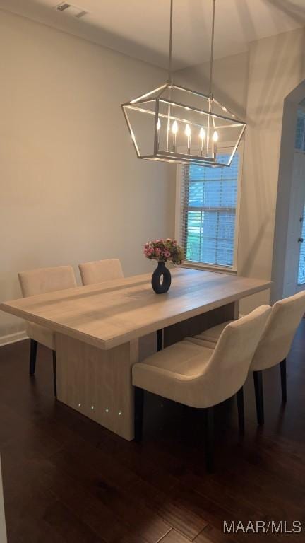 1008 Overture Dr, Montgomery, AL 36117 - dining space featuring a chandelier and dark wood-style flooring