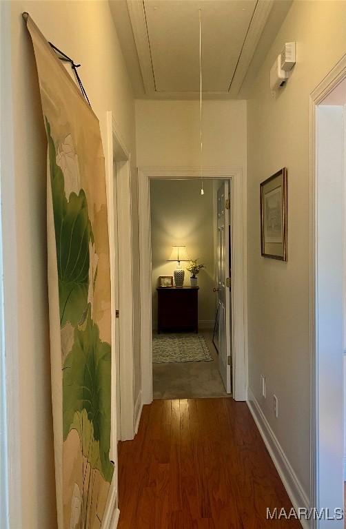 5650 Ash Grove Ct, Montgomery, AL 36116 - corridor with attic access and wood finished floors