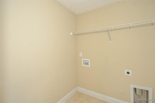 134 Taylor Hill Dr, Wetumpka, AL 36092 - laundry area featuring hookup for an electric dryer, washer hookup, and light tile patterned flooring