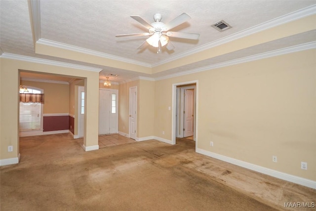 134 Taylor Hill Dr, Wetumpka, AL 36092 - empty room with carpet flooring, a chandelier, ceiling fan, and crown molding