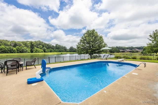 9185 Brenham Ct, Montgomery, AL 36117 - view of swimming pool featuring a patio area and a water view