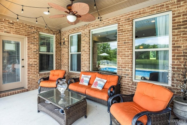 9185 Brenham Ct, Montgomery, AL 36117 - view of patio with a ceiling fan and an outdoor hangout area