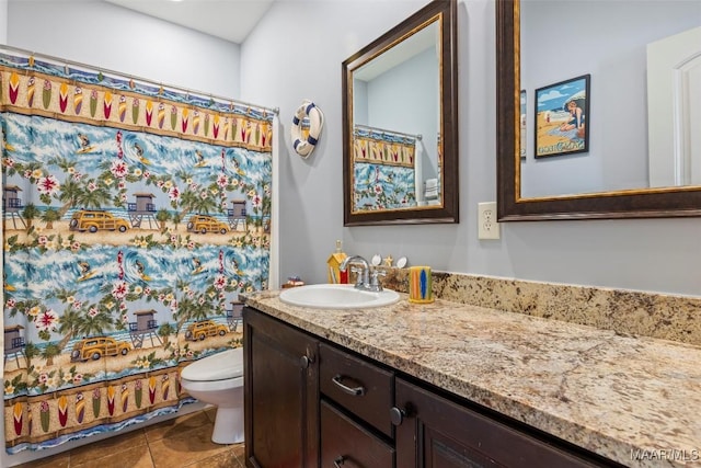 9185 Brenham Ct, Montgomery, AL 36117 - full bathroom featuring vanity, a shower with shower curtain, and tile patterned flooring