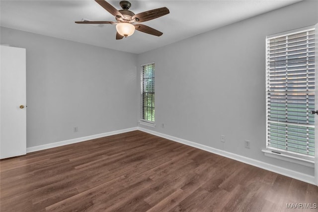 3213 Milan Dr, Montgomery, AL 36109 - unfurnished room featuring ceiling fan and dark wood-style floors