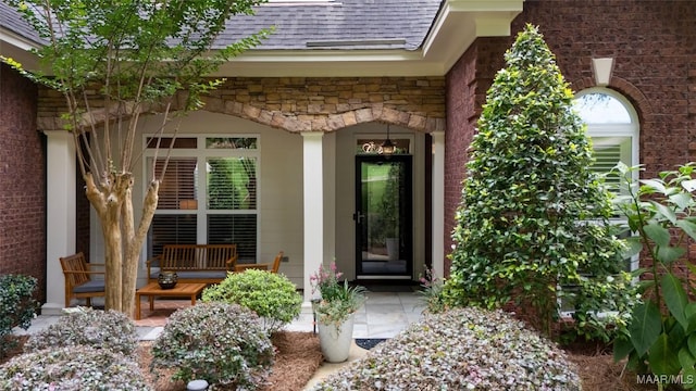 378 Winding Wood Dr, Wetumpka, AL 36093 - entrance to property with stone siding and roof with shingles
