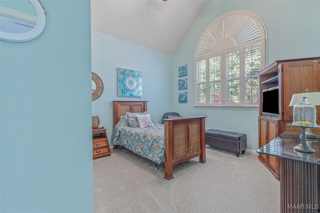 378 Winding Wood Dr, Wetumpka, AL 36093 - bedroom with light colored carpet and high vaulted ceiling