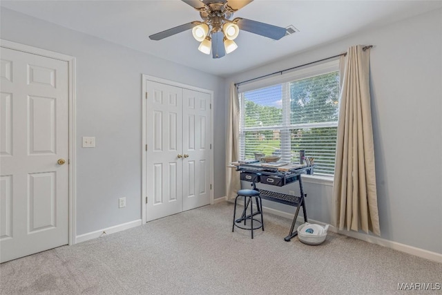 378 Winding Wood Dr, Wetumpka, AL 36093 - carpeted office featuring ceiling fan and baseboards