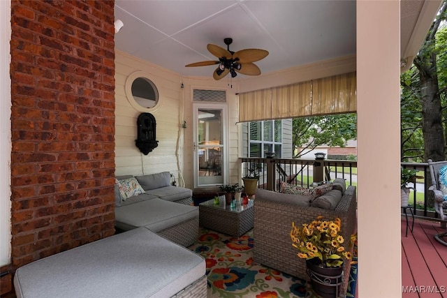 378 Winding Wood Dr, Wetumpka, AL 36093 - view of patio with an outdoor hangout area, a ceiling fan, and a deck