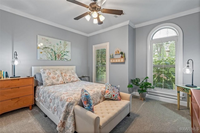 378 Winding Wood Dr, Wetumpka, AL 36093 - carpeted bedroom featuring ornamental molding and a ceiling fan