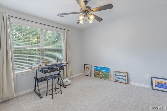 378 Winding Wood Dr, Wetumpka, AL 36093 - carpeted office space featuring baseboards and ceiling fan