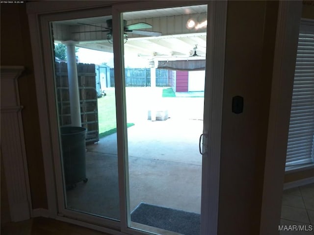 213 Foxdale Rd, Millbrook, AL 36054 - doorway to outside featuring ceiling fan