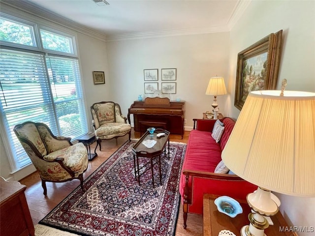 9865 Wynchase Cir, Montgomery, AL 36117 - living room featuring ornamental molding and wood finished floors