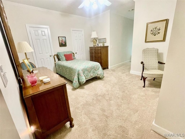 9865 Wynchase Cir, Montgomery, AL 36117 - carpeted bedroom featuring crown molding and ceiling fan