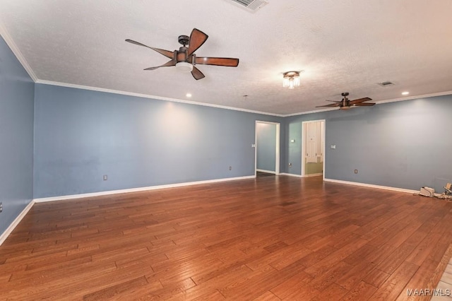 445 W Hickory Grove Rd, Lapine, AL 36046 - unfurnished room featuring a ceiling fan, hardwood / wood-style floors, a textured ceiling, recessed lighting, and ornamental molding