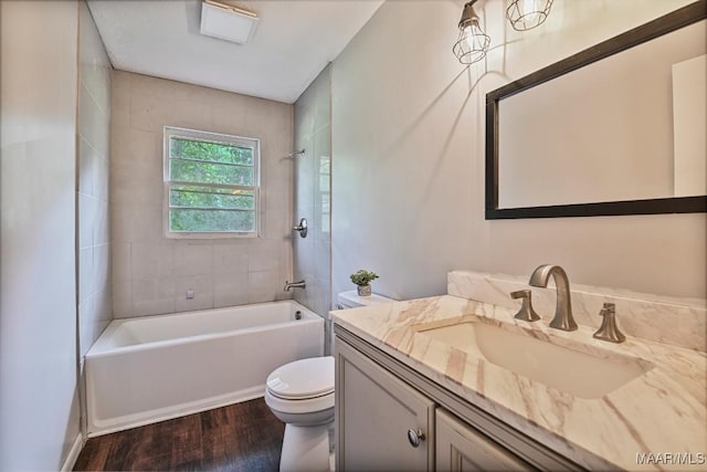 445 W Hickory Grove Rd, Lapine, AL 36046 - full bathroom featuring vanity, wood finished floors, and shower / washtub combination