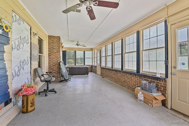 445 W Hickory Grove Rd, Lapine, AL 36046 - unfurnished sunroom with ceiling fan