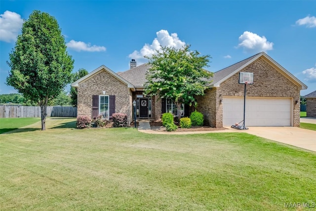 204 Village Way, Wetumpka, AL 36093 - view of front of home with brick siding, driveway, a chimney, and an attached garage