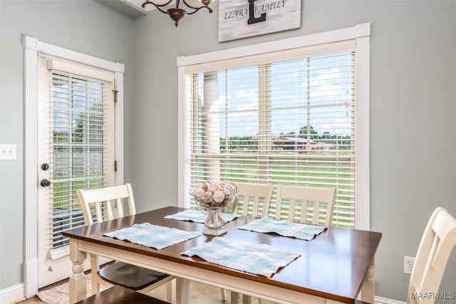 204 Village Way, Wetumpka, AL 36093 - dining space featuring a chandelier and baseboards
