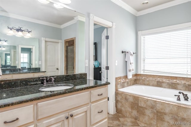 204 Village Way, Wetumpka, AL 36093 - full bathroom featuring a bath, vanity, and ornamental molding