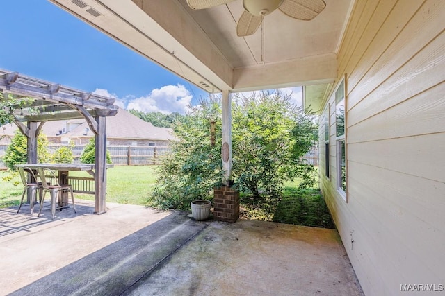 205 Jennifer Ln, Deatsville, AL 36022 - view of patio featuring ceiling fan and a pergola