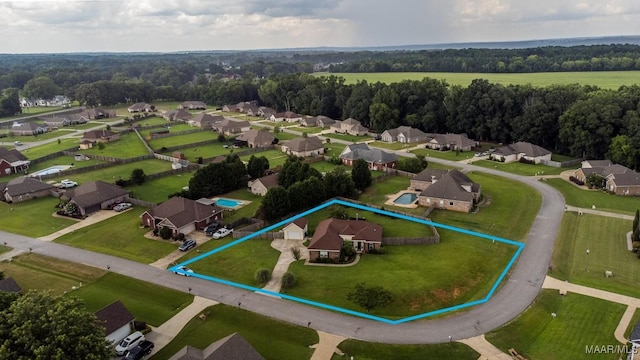 205 Jennifer Ln, Deatsville, AL 36022 - aerial perspective of suburban area with property boundaries highlighted