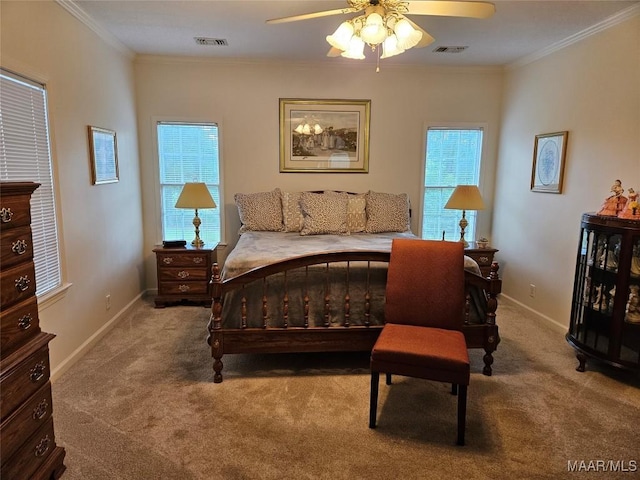 2714 Luverne Hwy, Greenville, AL 36037 - carpeted bedroom featuring ornamental molding and ceiling fan