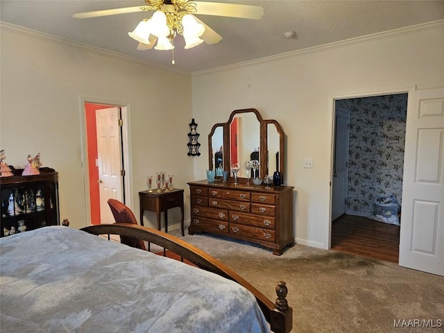 2714 Luverne Hwy, Greenville, AL 36037 - bedroom featuring carpet flooring, crown molding, and ceiling fan