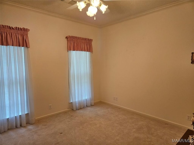 2714 Luverne Hwy, Greenville, AL 36037 - carpeted spare room featuring ceiling fan and crown molding