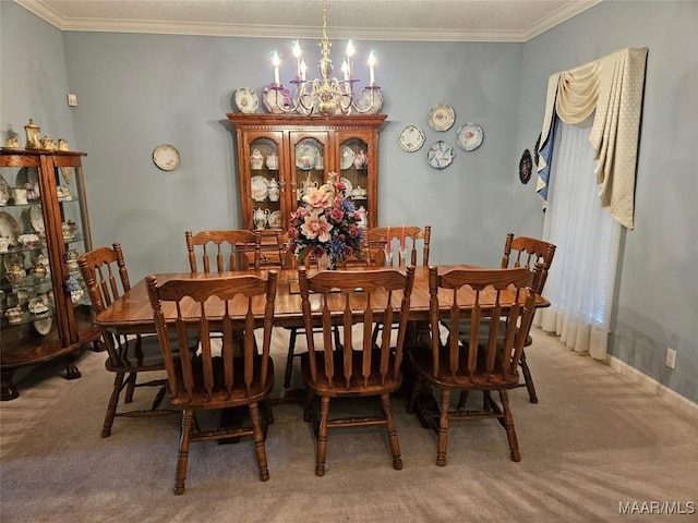 2714 Luverne Hwy, Greenville, AL 36037 - carpeted dining room featuring ornamental molding and a chandelier