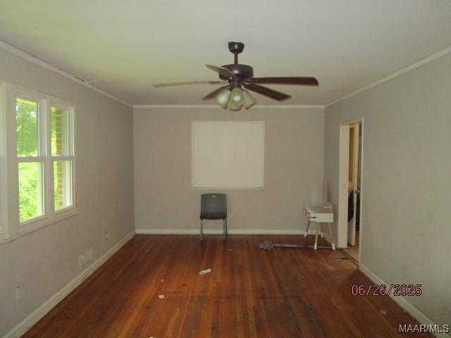 238 Easthaven Rd, Montgomery, AL 36109 - spare room with crown molding, wood finished floors, and a ceiling fan