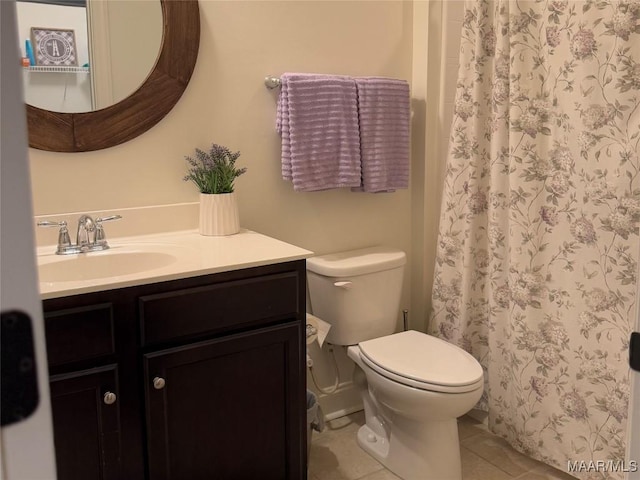 178 Natures Trl, Wetumpka, AL 36093 - bathroom with vanity, tile patterned flooring, and curtained shower