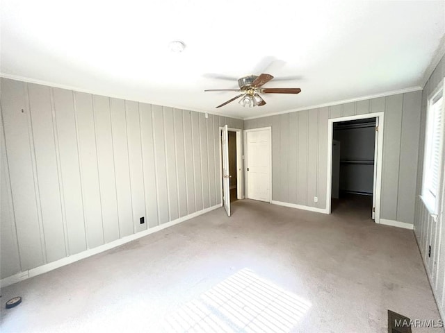 2 Rolling Hills Cir, Camden, AL 36726 - unfurnished bedroom with carpet floors, ornamental molding, ceiling fan, and a spacious closet