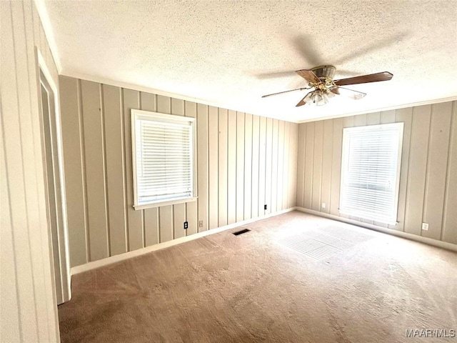 2 Rolling Hills Cir, Camden, AL 36726 - empty room with carpet floors, ceiling fan, a textured ceiling, and plenty of natural light