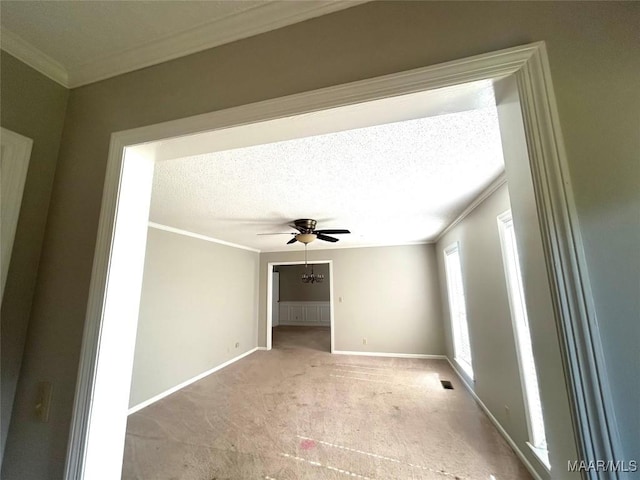 2 Rolling Hills Cir, Camden, AL 36726 - empty room featuring light carpet, ornamental molding, and ceiling fan