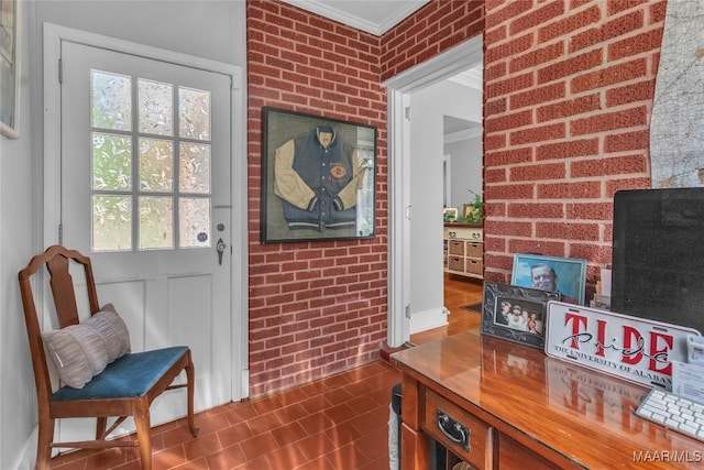 17 Calhoun Rd, Montgomery, AL 36109 - living area with ornamental molding and brick wall