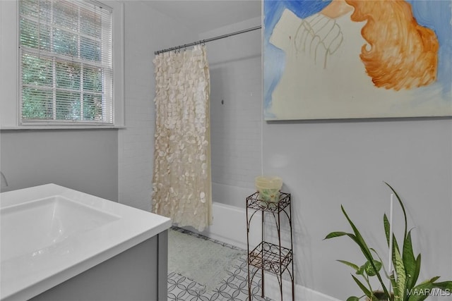 17 Calhoun Rd, Montgomery, AL 36109 - bathroom with vanity, shower / tub combo, and tile patterned floors