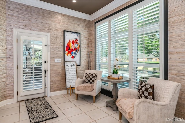 8712 Old Marsh Way, Montgomery, AL 36117 - sitting room featuring tile patterned floors, crown molding, and recessed lighting
