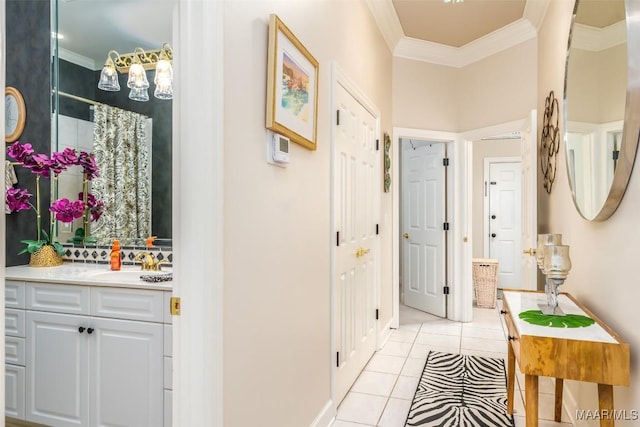 8712 Old Marsh Way, Montgomery, AL 36117 - corridor featuring crown molding and light tile patterned floors