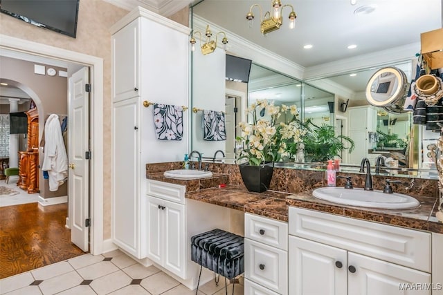8712 Old Marsh Way, Montgomery, AL 36117 - bathroom featuring ornamental molding and double vanity