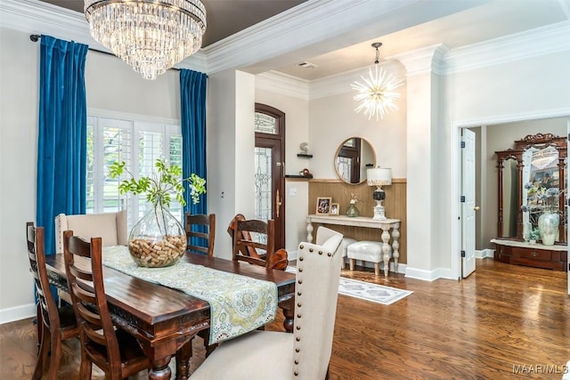 8712 Old Marsh Way, Montgomery, AL 36117 - dining space with a chandelier, crown molding, and wood finished floors